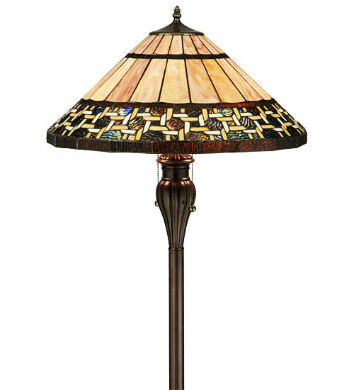 Meyda Lighting Ilona 61" 2-Light Mahogany Bronze Floor Lamp With Multi-Colored Shade Glass