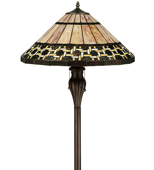 Meyda Lighting Ilona 61" 2-Light Mahogany Bronze Floor Lamp With Multi-Colored Shade Glass