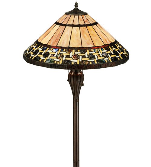 Meyda Lighting Ilona 61" 2-Light Mahogany Bronze Floor Lamp With Multi-Colored Shade Glass