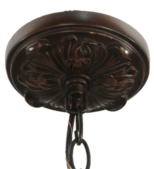 Meyda Lighting Ilona 67" 3-Light Mahogany Bronze Island Pendant Light With Multi-Colored Shade Glass