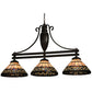 Meyda Lighting Ilona 67" 3-Light Mahogany Bronze Island Pendant Light With Multi-Colored Shade Glass
