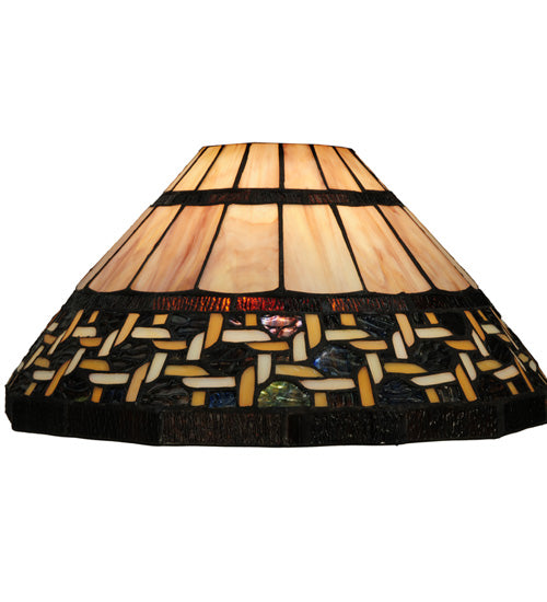 Meyda Lighting Ilona 67" 3-Light Mahogany Bronze Island Pendant Light With Multi-Colored Shade Glass