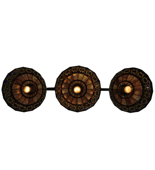 Meyda Lighting Ilona 67" 3-Light Mahogany Bronze Island Pendant Light With Multi-Colored Shade Glass