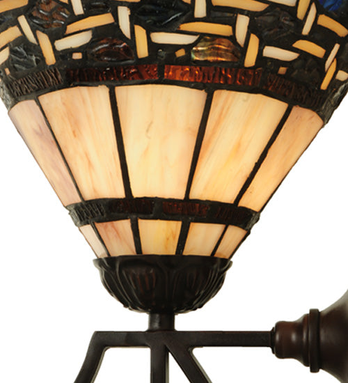 Meyda Lighting Ilona 9" Mahogany Bronze Wall Sconce Amber Mica Shade Glass