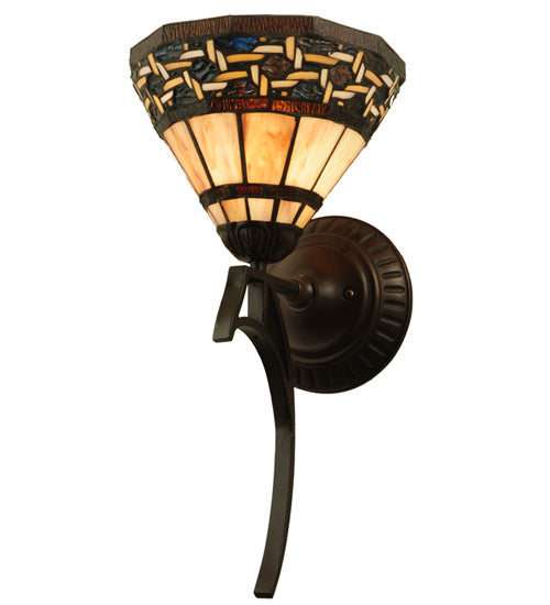 Meyda Lighting Ilona 9" Mahogany Bronze Wall Sconce Amber Mica Shade Glass