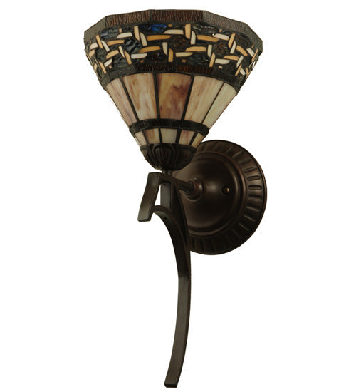 Meyda Lighting Ilona 9" Mahogany Bronze Wall Sconce Amber Mica Shade Glass