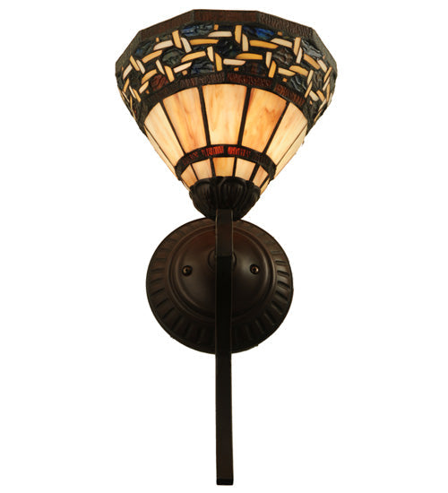 Meyda Lighting Ilona 9" Mahogany Bronze Wall Sconce Amber Mica Shade Glass
