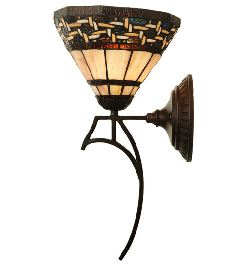 Meyda Lighting Ilona 9" Mahogany Bronze Wall Sconce Amber Mica Shade Glass