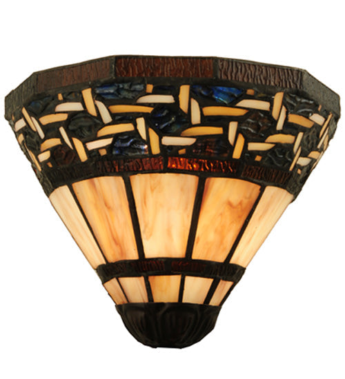 Meyda Lighting Ilona 9" Mahogany Bronze Wall Sconce Amber Mica Shade Glass