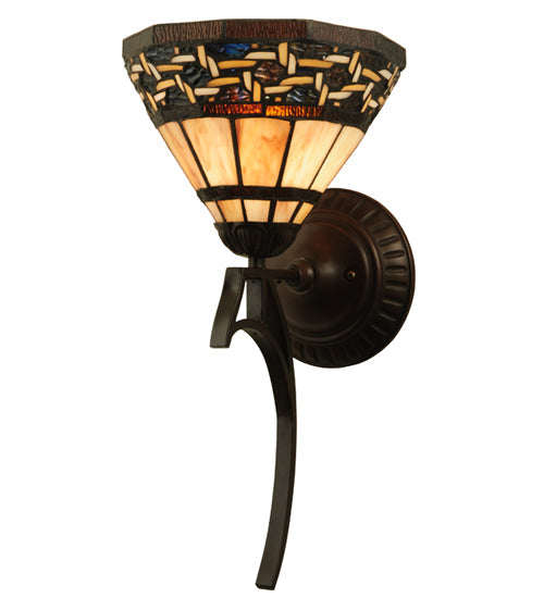 Meyda Lighting Ilona 9" Mahogany Bronze Wall Sconce Amber Mica Shade Glass