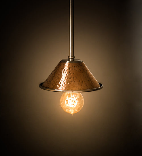 Meyda Lighting Imperial 6" Hammered Copper & Stainless Steel Mini Pendant Light