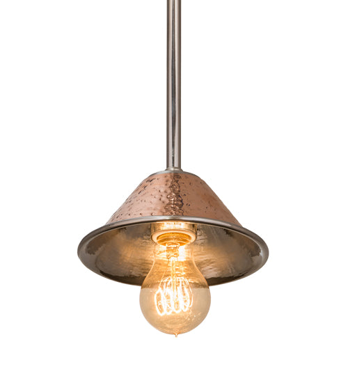 Meyda Lighting Imperial 6" Hammered Copper & Stainless Steel Mini Pendant Light