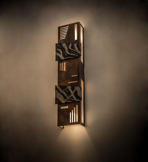 Meyda Lighting Indigo 12" 4-Light Burnished Transparent Copper Wall Sconce With White Statuario Idalight Shade Glass