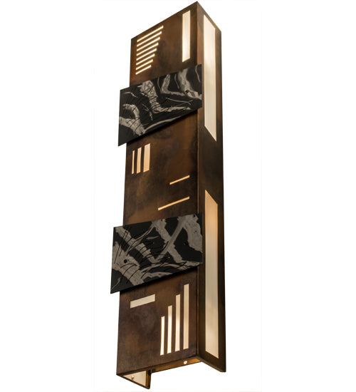 Meyda Lighting Indigo 12" 4-Light Burnished Transparent Copper Wall Sconce With White Statuario Idalight Shade Glass