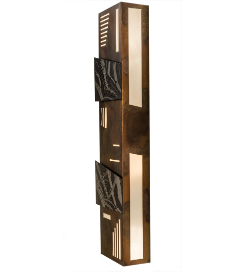Meyda Lighting Indigo 12" 4-Light Burnished Transparent Copper Wall Sconce With White Statuario Idalight Shade Glass