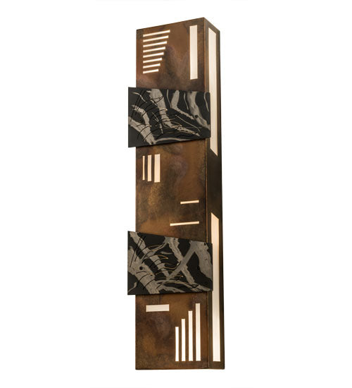 Meyda Lighting Indigo 12" 4-Light Burnished Transparent Copper Wall Sconce With White Statuario Idalight Shade Glass
