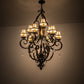 Meyda Lighting Ingrid 36" 9-Light Timeless Bronze & Gold Accents Chandelier With Cream Textrene Trumpet Shade