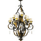 Meyda Lighting Ingrid 36" 9-Light Timeless Bronze & Gold Accents Chandelier With Cream Textrene Trumpet Shade