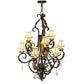 Meyda Lighting Ingrid 36" 9-Light Timeless Bronze & Gold Accents Chandelier With Cream Textrene Trumpet Shade