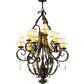 Meyda Lighting Ingrid 36" 9-Light Timeless Bronze & Gold Accents Chandelier With Cream Textrene Trumpet Shade
