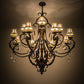 Meyda Lighting Ingrid 54" 12-Light Timeless Bronze & Gold Accents Chandelier With Cream Textrene Trumpet Shade