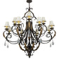Meyda Lighting Ingrid 54" 12-Light Timeless Bronze & Gold Accents Chandelier With Cream Textrene Trumpet Shade