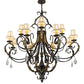 Meyda Lighting Ingrid 54" 12-Light Timeless Bronze & Gold Accents Chandelier With Cream Textrene Trumpet Shade