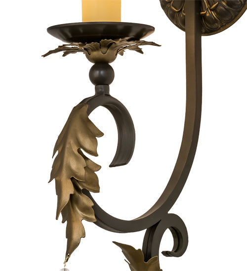 Meyda Lighting Ingrid 6" Timeless Bronze & Gold Accents Wall Sconce With Cream Textrene Trumpet Shade