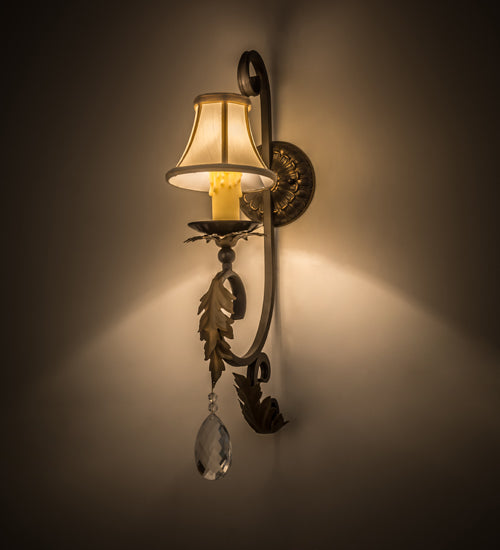 Meyda Lighting Ingrid 6" Timeless Bronze & Gold Accents Wall Sconce With Cream Textrene Trumpet Shade