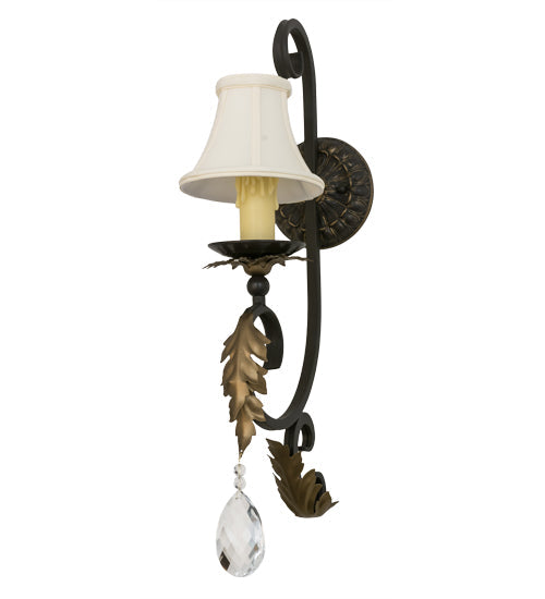Meyda Lighting Ingrid 6" Timeless Bronze & Gold Accents Wall Sconce With Cream Textrene Trumpet Shade