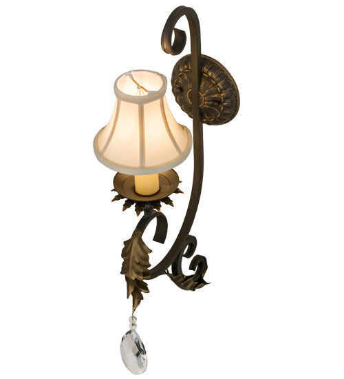 Meyda Lighting Ingrid 6" Timeless Bronze & Gold Accents Wall Sconce With Cream Textrene Trumpet Shade