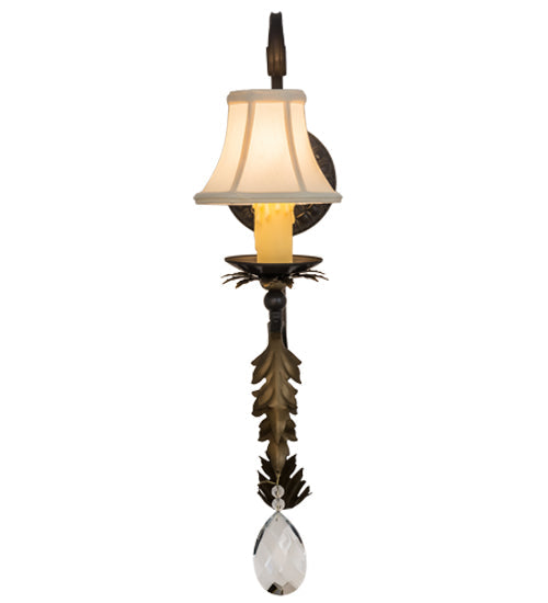 Meyda Lighting Ingrid 6" Timeless Bronze & Gold Accents Wall Sconce With Cream Textrene Trumpet Shade