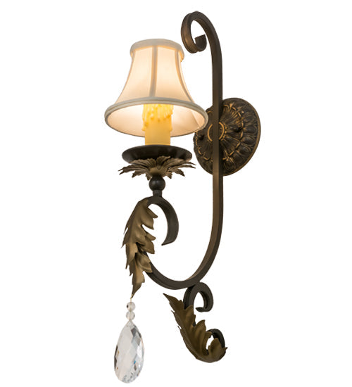 Meyda Lighting Ingrid 6" Timeless Bronze & Gold Accents Wall Sconce With Cream Textrene Trumpet Shade