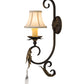 Meyda Lighting Ingrid 6" Timeless Bronze & Gold Accents Wall Sconce With Cream Textrene Trumpet Shade