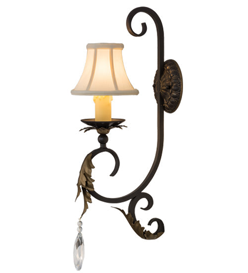 Meyda Lighting Ingrid 6" Timeless Bronze & Gold Accents Wall Sconce With Cream Textrene Trumpet Shade
