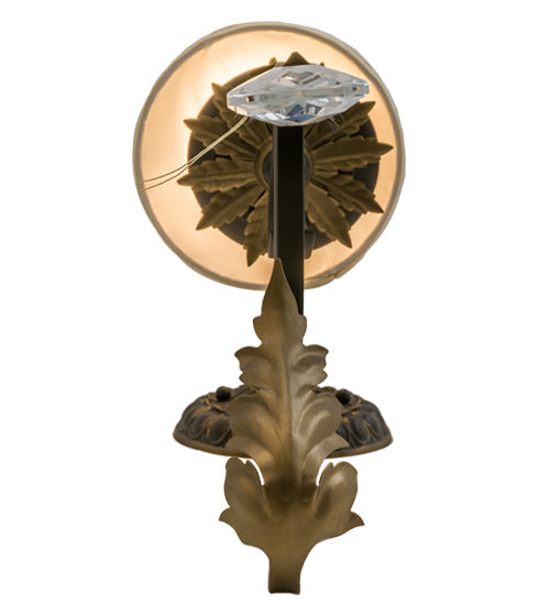 Meyda Lighting Ingrid 6" Timeless Bronze & Gold Accents Wall Sconce With Cream Textrene Trumpet Shade