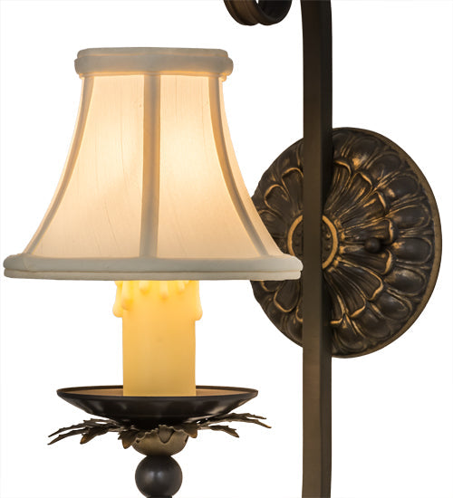 Meyda Lighting Ingrid 6" Timeless Bronze & Gold Accents Wall Sconce With Cream Textrene Trumpet Shade