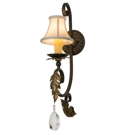 Meyda Lighting Ingrid 6" Timeless Bronze & Gold Accents Wall Sconce With Cream Textrene Trumpet Shade