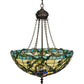Meyda Lighting Iris 22" 3-Light Mahogany Bronze Inverted Pendant Light With Multi-Colored Shade Glass