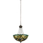 Meyda Lighting Iris 22" 3-Light Mahogany Bronze Inverted Pendant Light With Multi-Colored Shade Glass