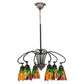 Meyda Lighting Iris 26" 6-Light Mahogany Bronze Chandelier With Flower Shade Glass