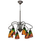 Meyda Lighting Iris 26" 6-Light Mahogany Bronze Chandelier With Flower Shade Glass