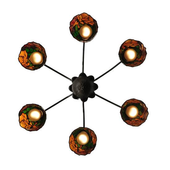 Meyda Lighting Iris 26" 6-Light Mahogany Bronze Chandelier With Flower Shade Glass