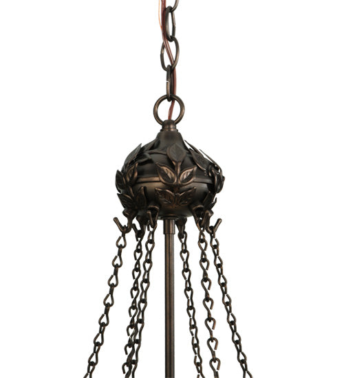 Meyda Lighting Iris 9" 3-Light Mahogany Bronze Pendant Light Hardware
