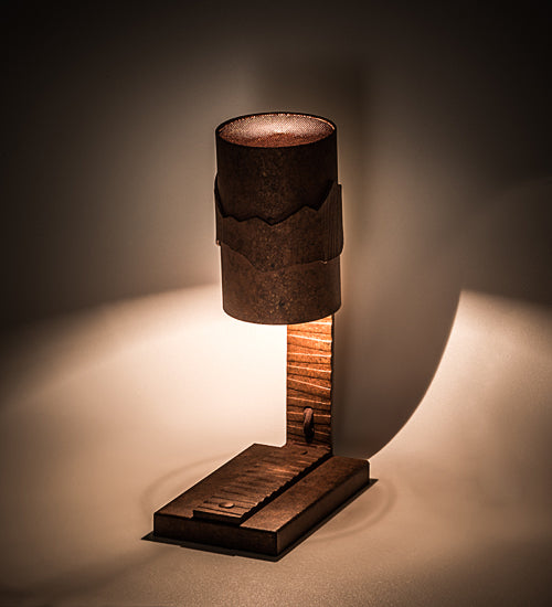 Meyda Lighting Iron Mountain 15" 2-Light Hand Painted Rust Accent Table Lamp