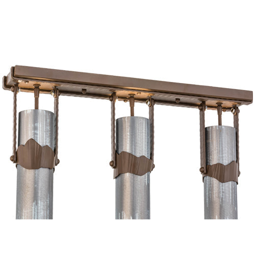Meyda Lighting Iron Mountain 27" 3-Light Sophia Sepia Island Pendant Light With Industrial Steel Shade