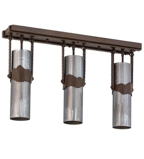 Meyda Lighting Iron Mountain 27" 3-Light Sophia Sepia Island Pendant Light With Industrial Steel Shade