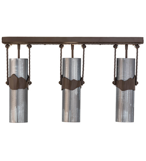 Meyda Lighting Iron Mountain 27" 3-Light Sophia Sepia Island Pendant Light With Industrial Steel Shade