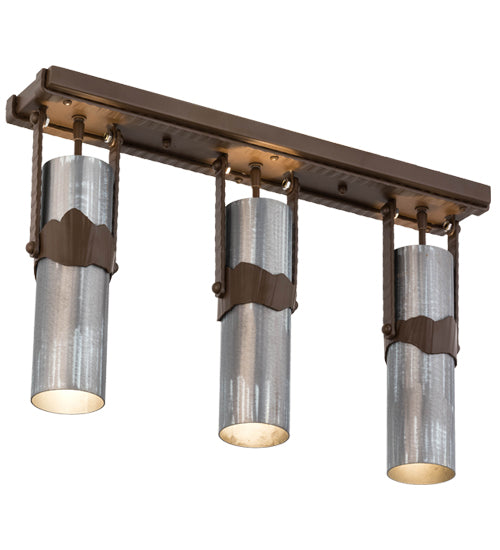 Meyda Lighting Iron Mountain 27" 3-Light Sophia Sepia Island Pendant Light With Industrial Steel Shade