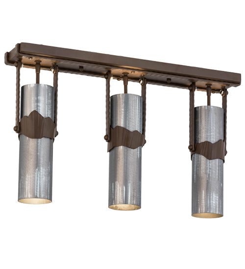 Meyda Lighting Iron Mountain 27" 3-Light Sophia Sepia Island Pendant Light With Industrial Steel Shade